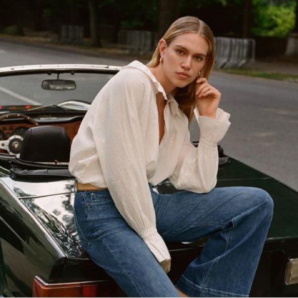 citizens of humanity off-white button-down shirt size XS - Picture 5 of 9